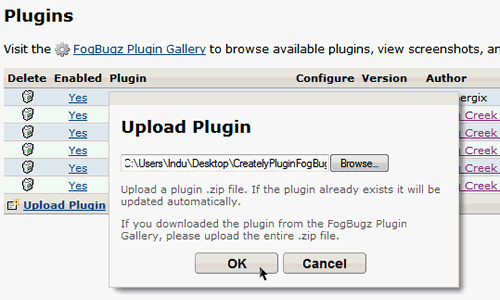 FogBugz Plugin is now installed. To begin using Creately for FogBugz ...