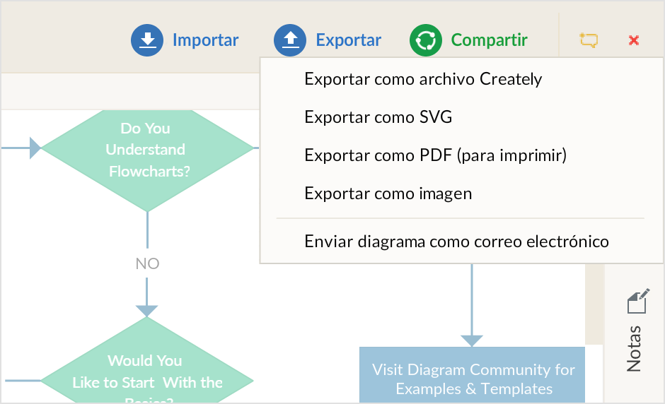 Muchas opciones para presentar y exportar
