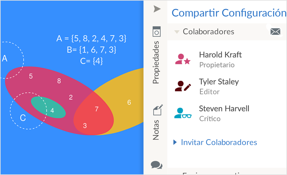 Dibuja tus diagramas de Venn con colaboración en tiempo real