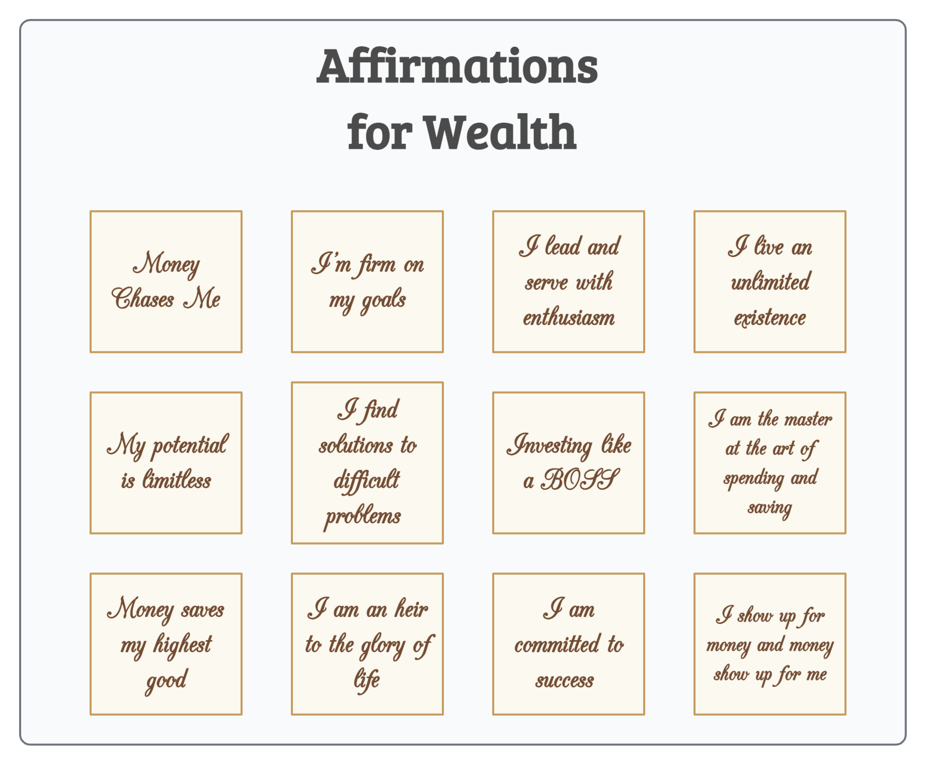 Wealth Affirmation Vision Board for Money Vision Board