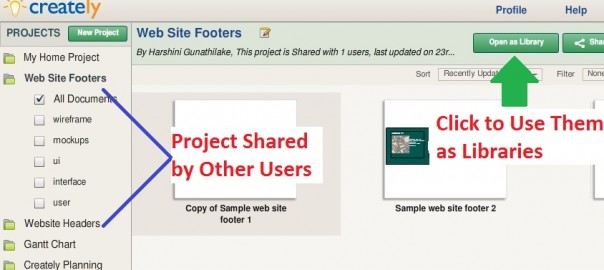 Use shared projects as libraries in Creately