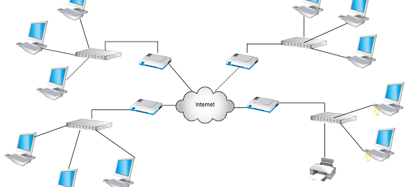 Network diagram templates at Creately includes network topology diagrams