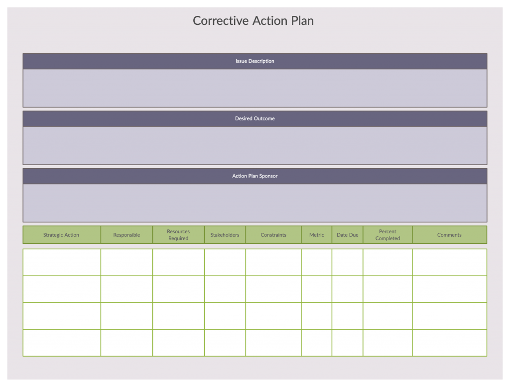 Corrective Action Plan for Strategic Evaluation 