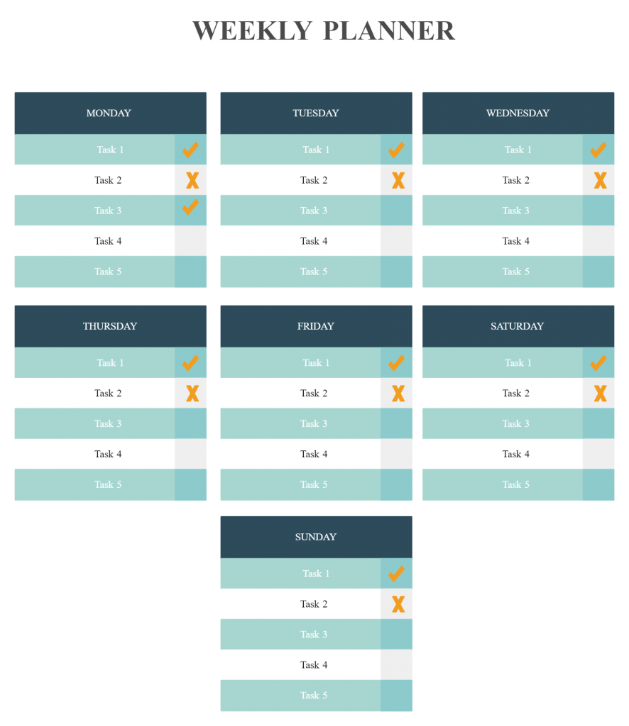 Week planner template for visualizing your to-do list