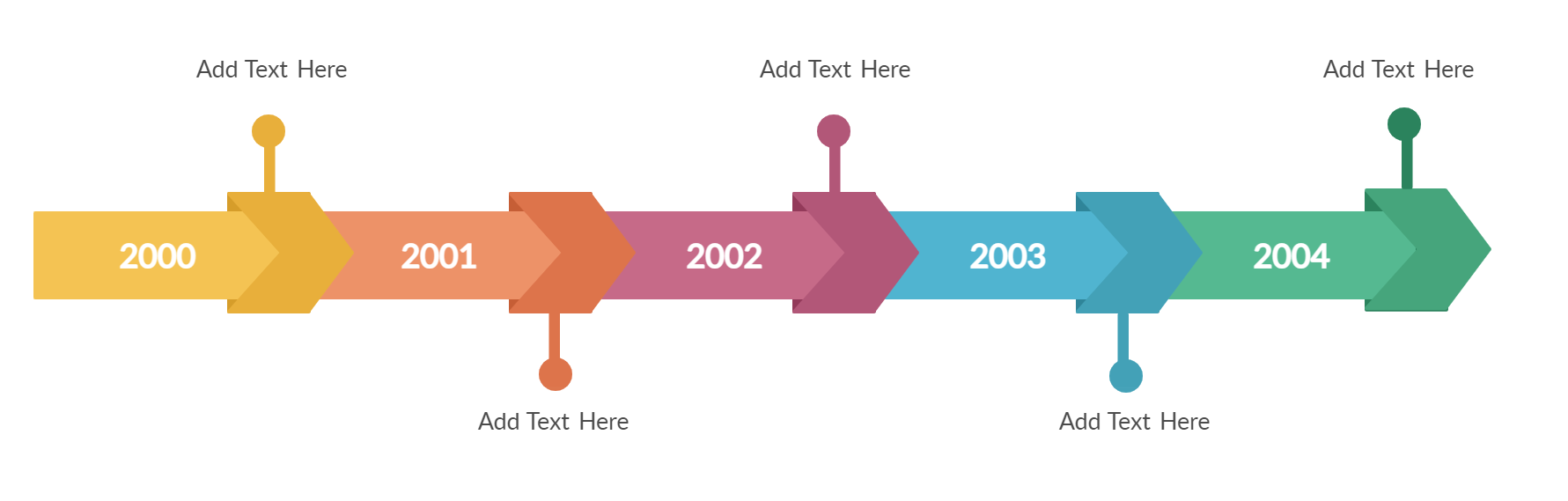 TImeline template with color shading to highlight events and years.