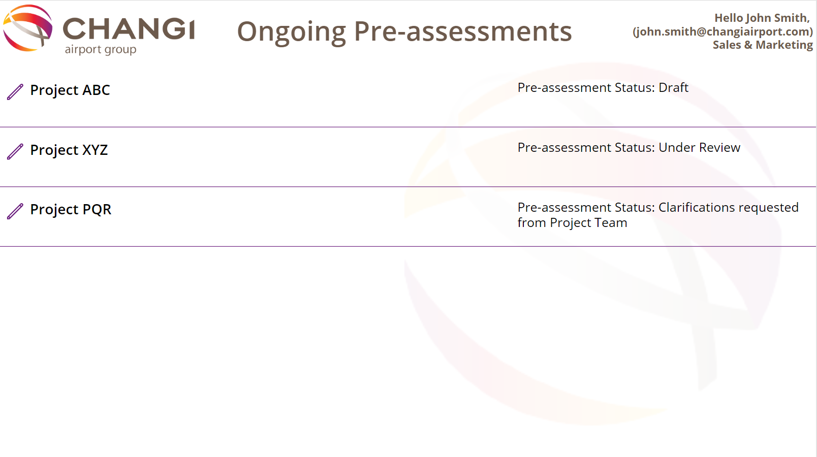 Ongoing pre assessment screen