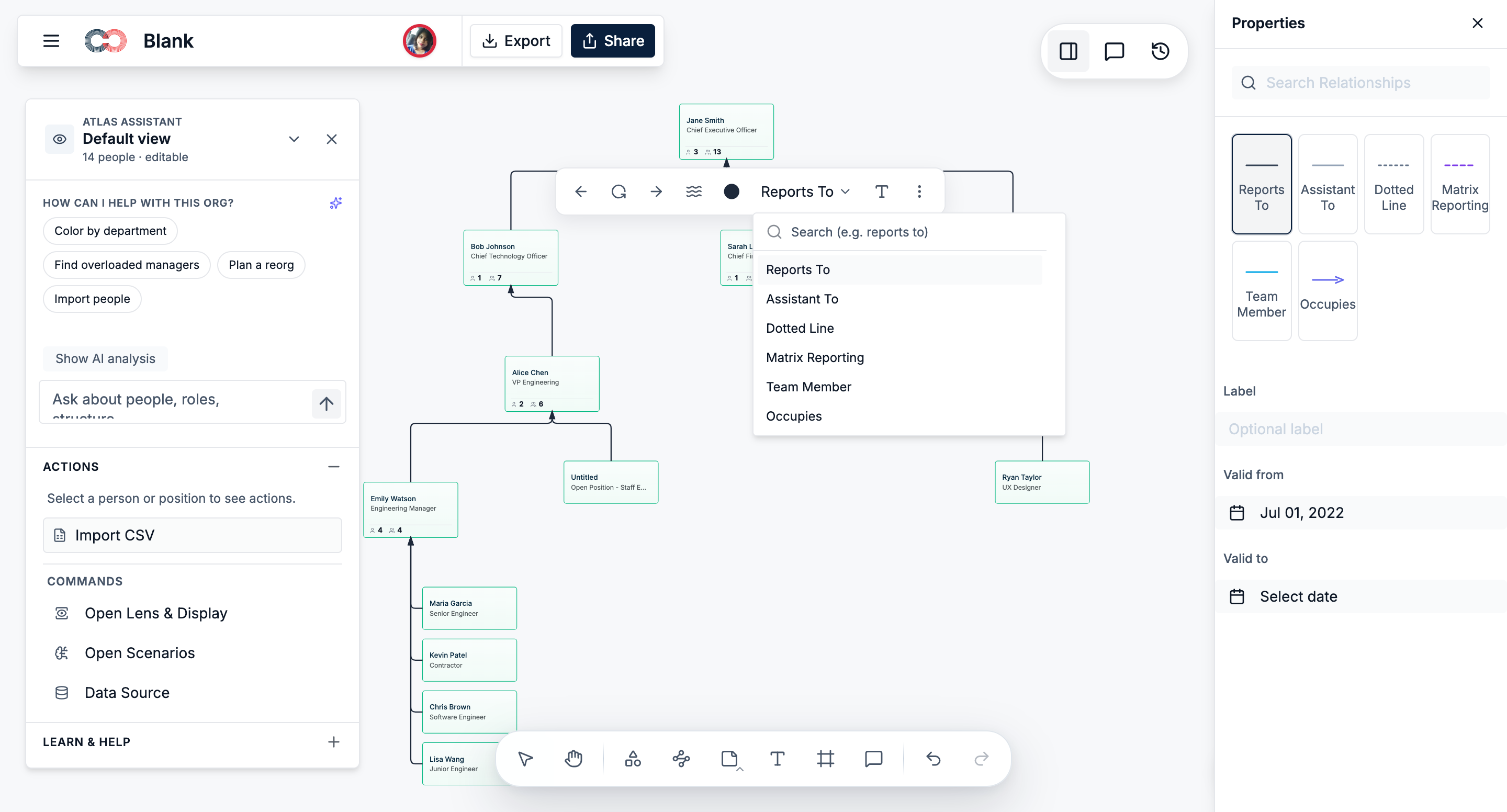 keep the role, reporting line, and position details visible